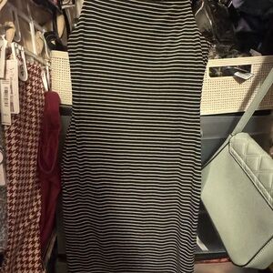 Discovery Black and White Striped Midi Dress